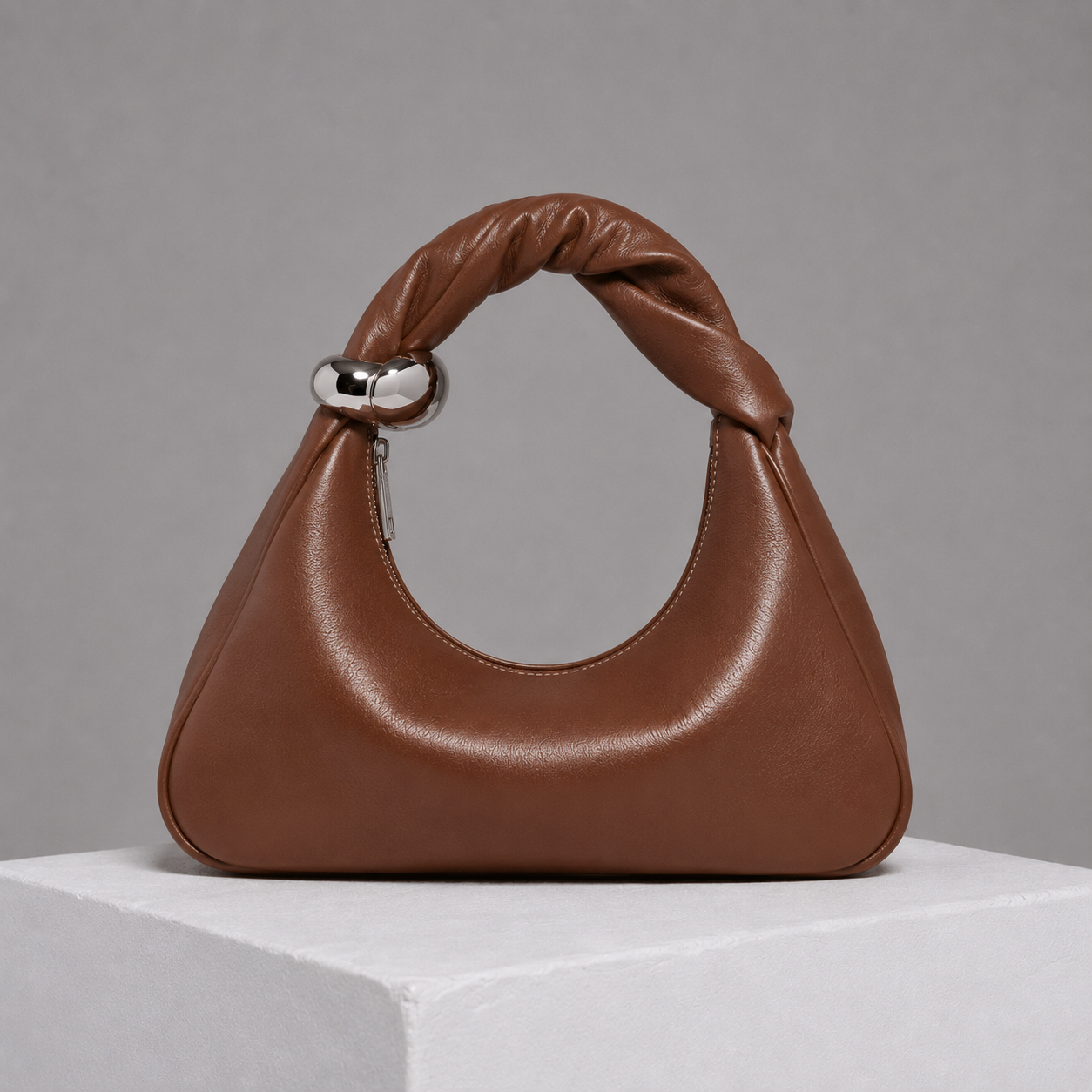 Orbit Lightweight Cocoa Leather Sculptural Bag (COMING SOON)