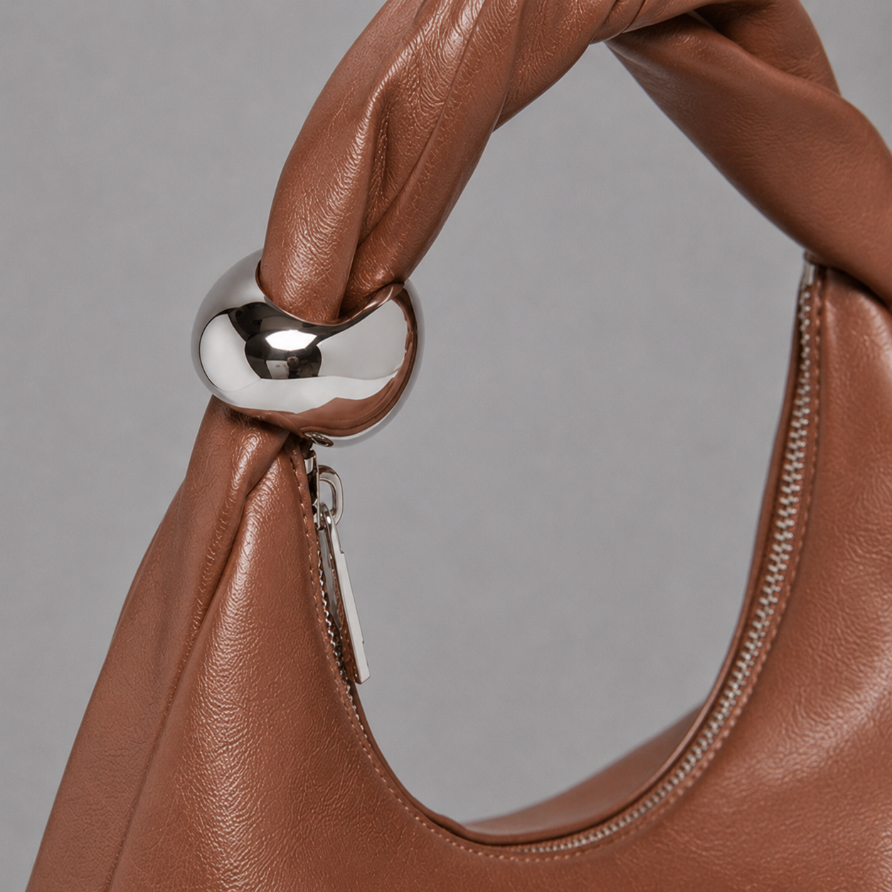 Orbit Lightweight Cocoa Leather Sculptural Bag (COMING SOON)