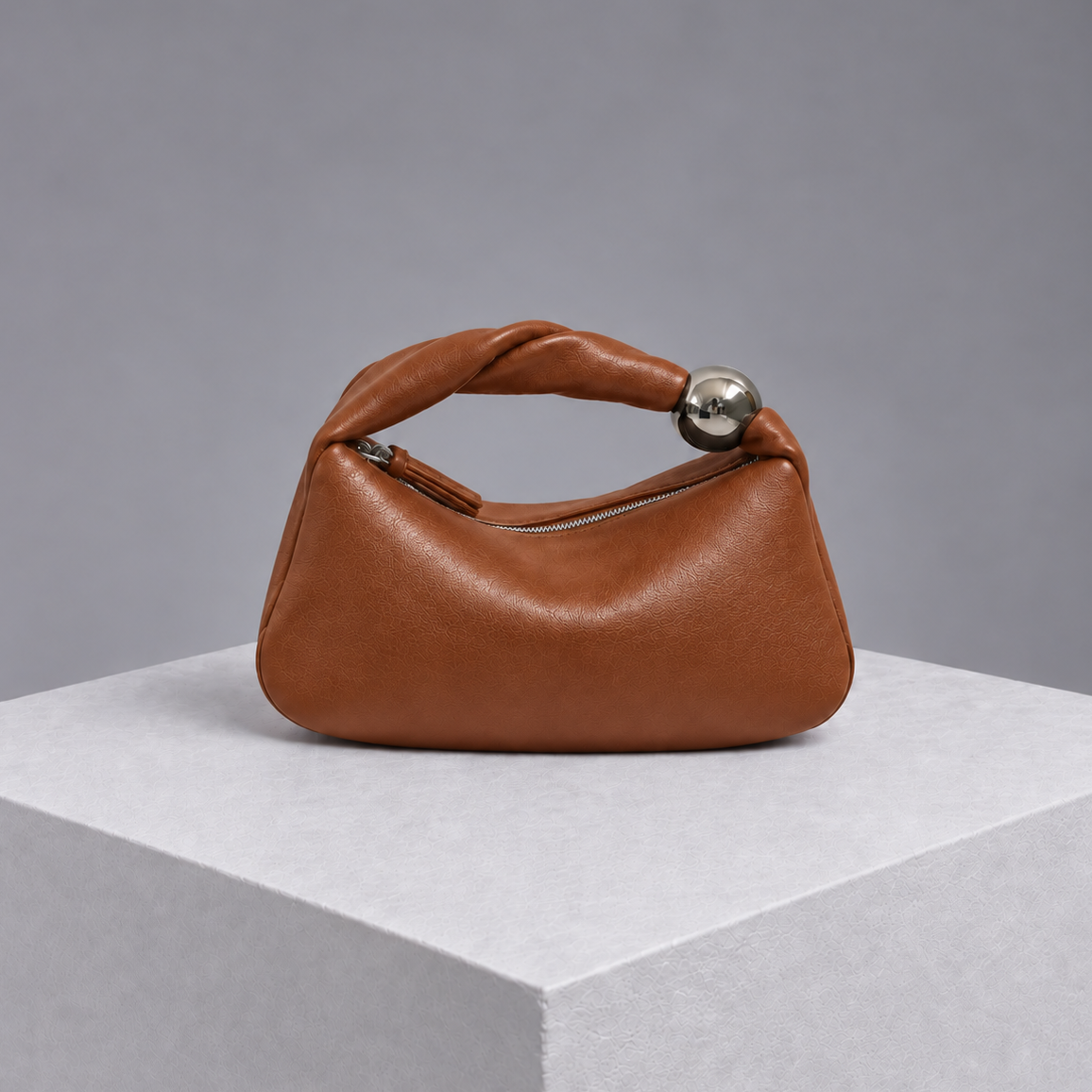 Orbit Tan Leather Sculptural Bag