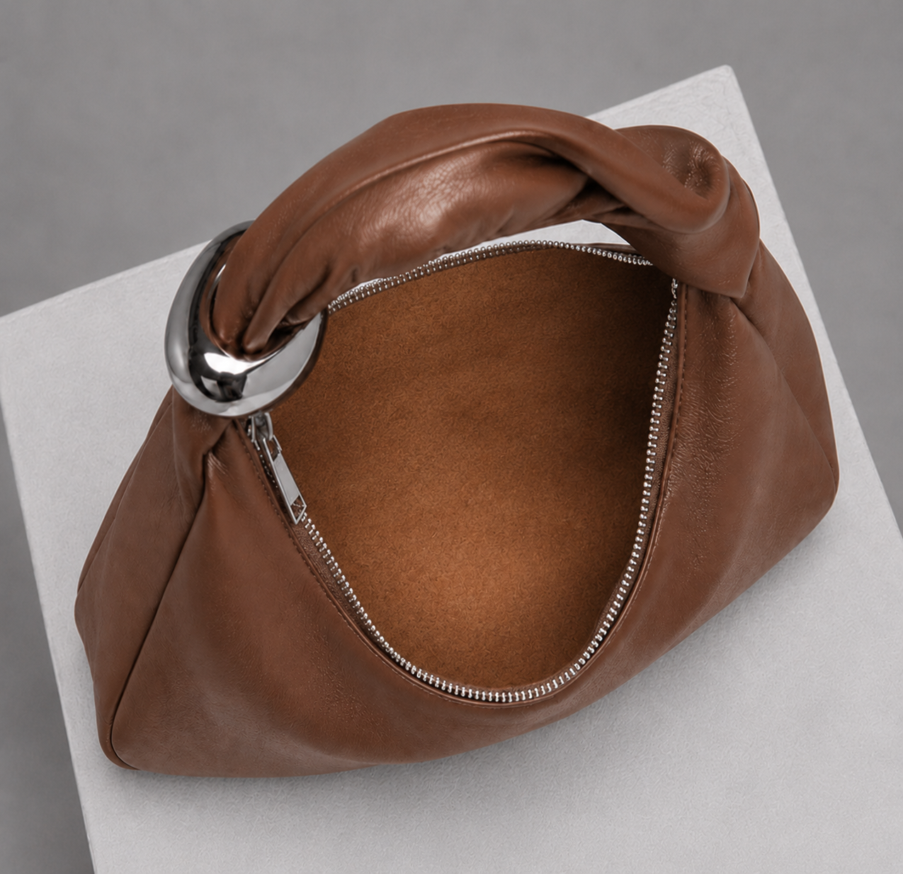 Orbit Lightweight Tan Leather Sculptural Bag