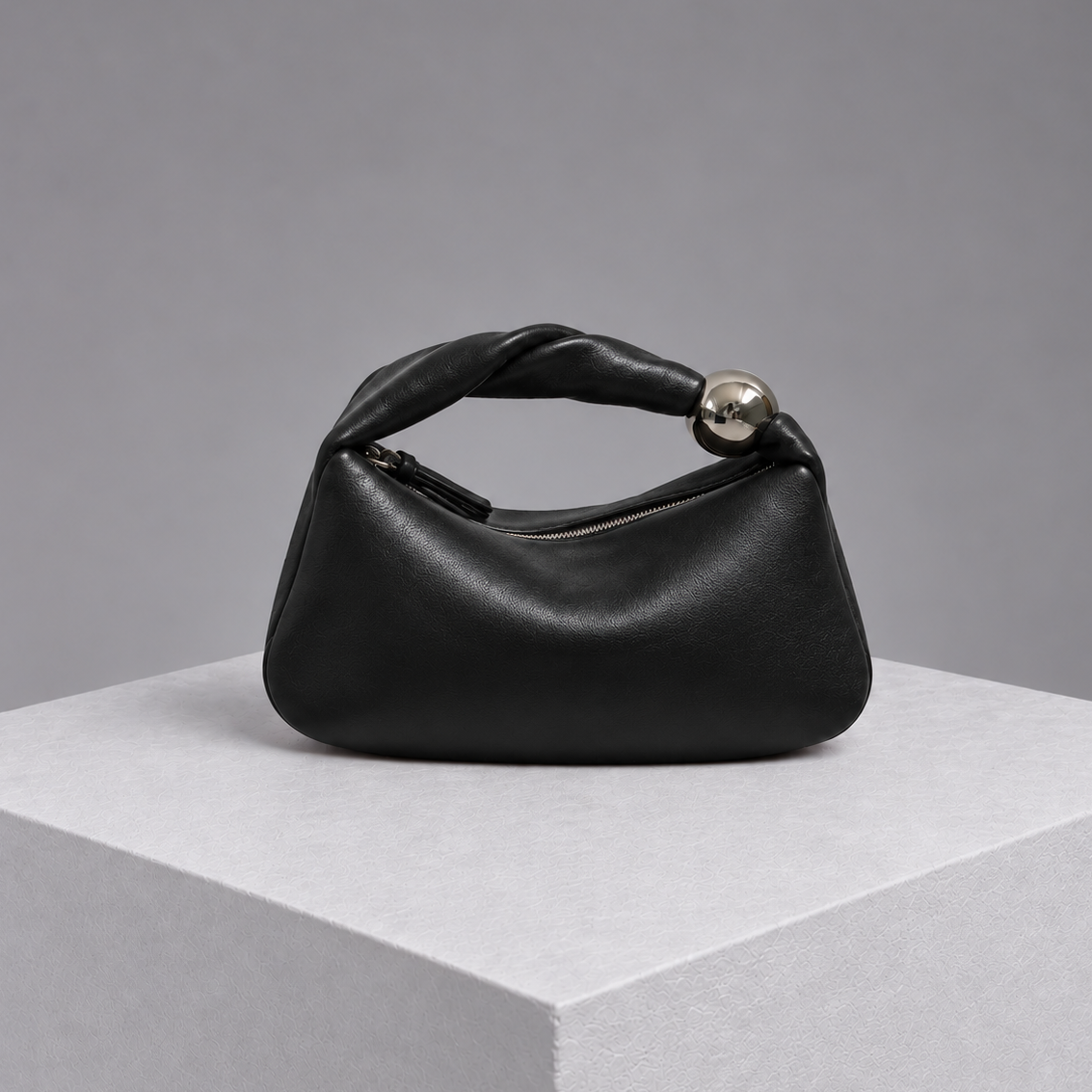 Orbit Black Leather Sculptural Bag