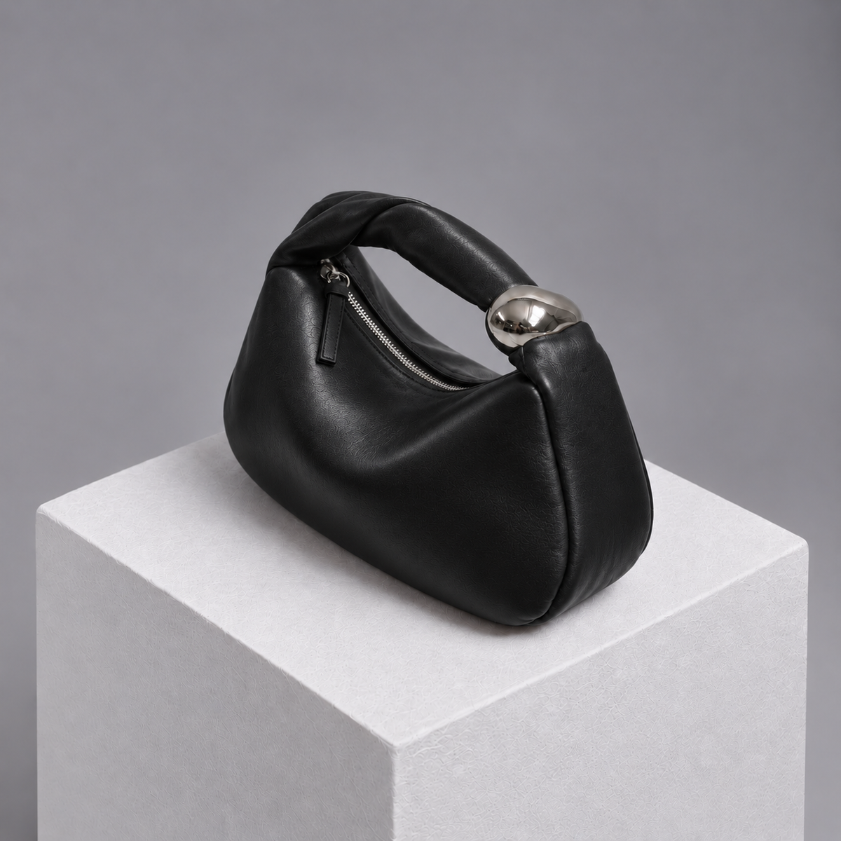 Orbit Black Leather Sculptural Bag
