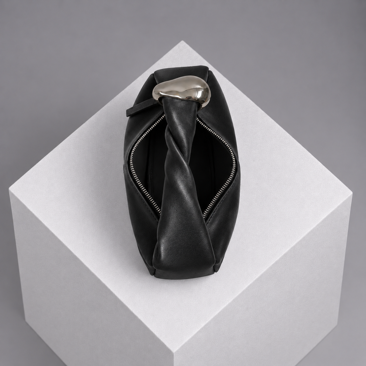 Orbit Black Leather Sculptural Bag