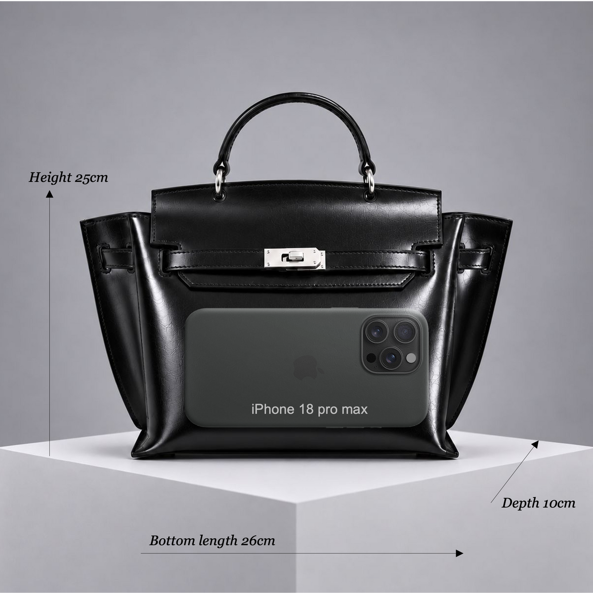 Le H 26 Black Leather Top Handle (PRE-ORDER)