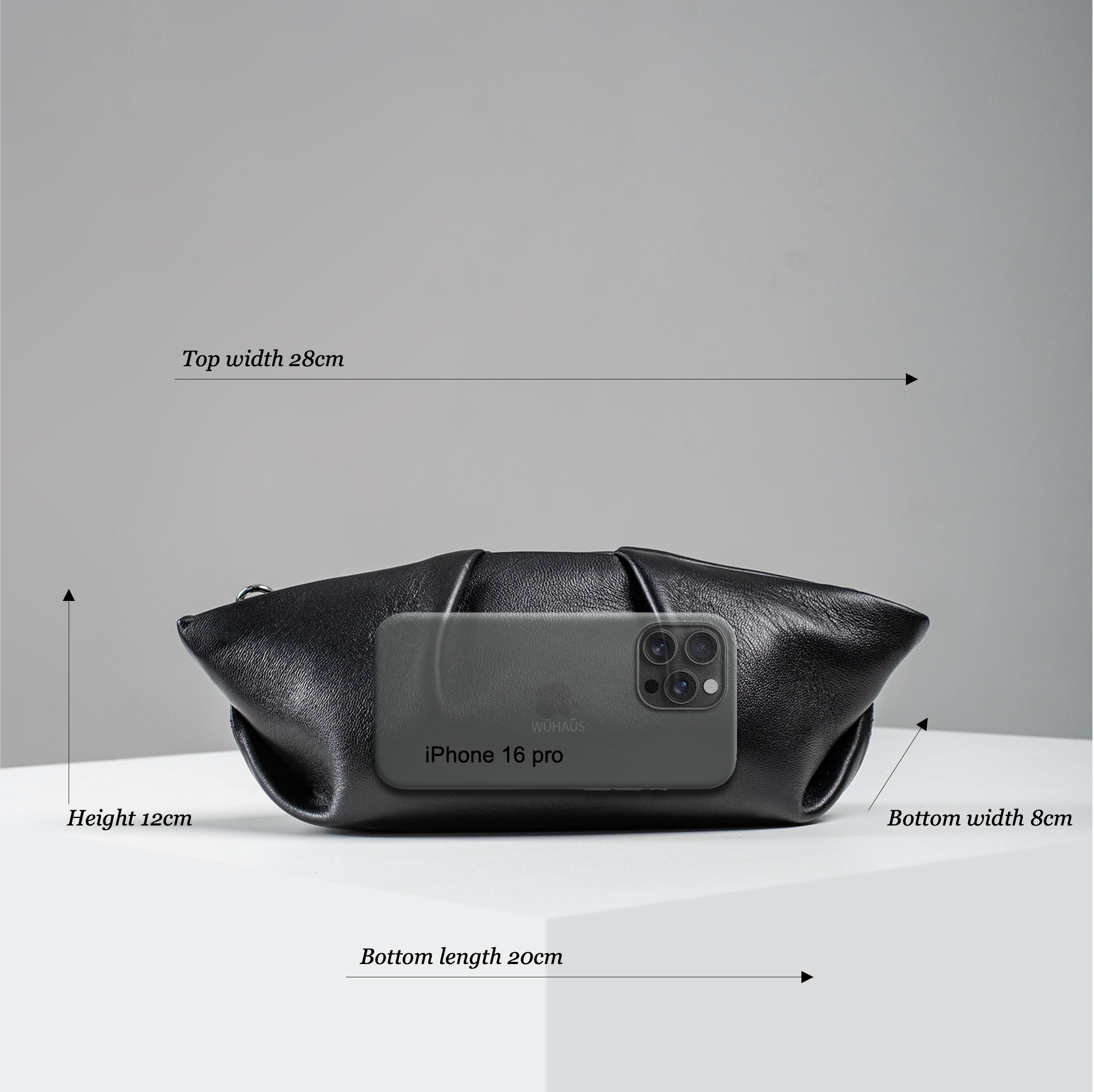 Mori Black Lightweight Leather Clutch