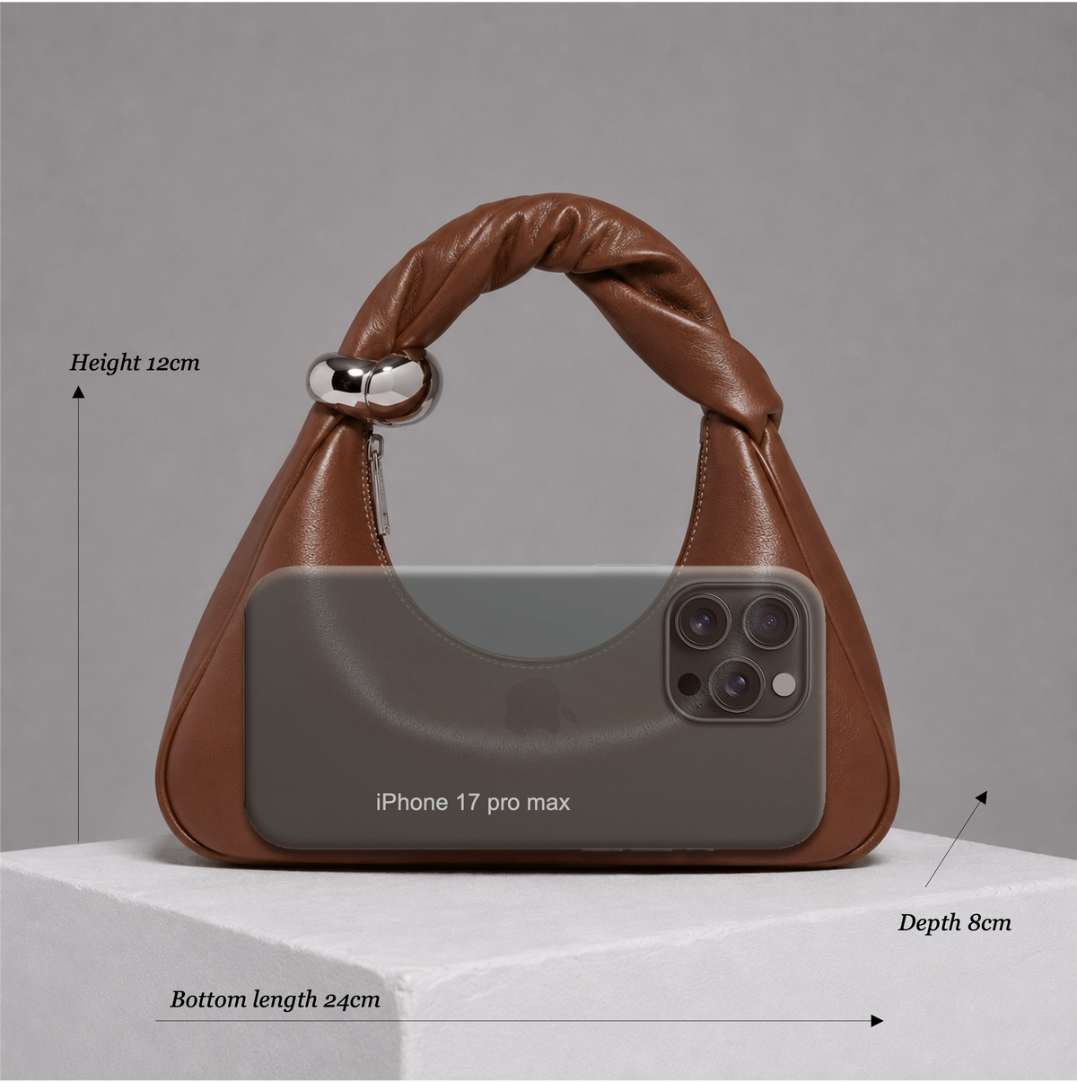 Orbit Tan Leather Sculptural Bag