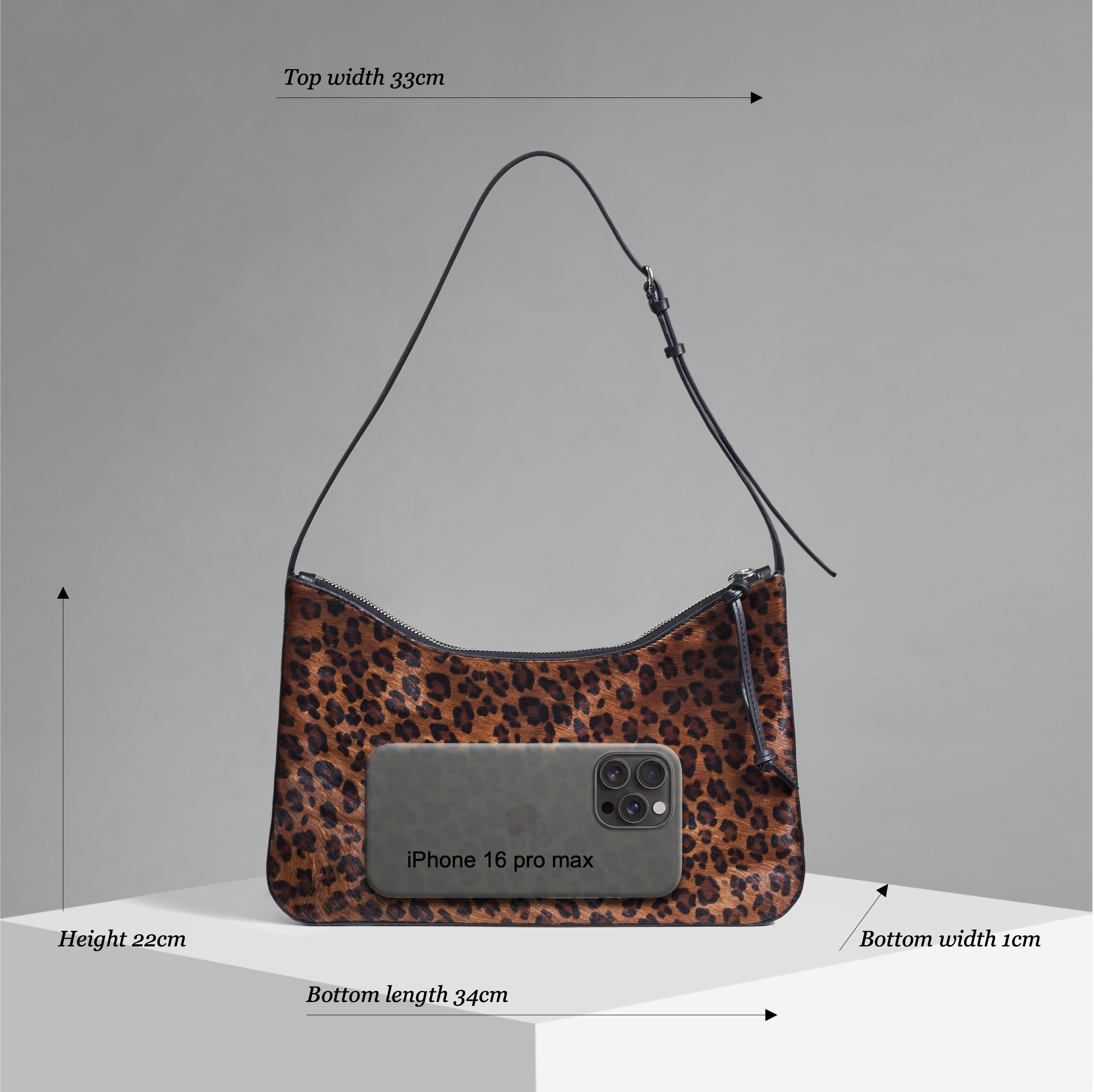 Veil Lightweight Sculptural Leopard Motif Leather Shoulder Bag