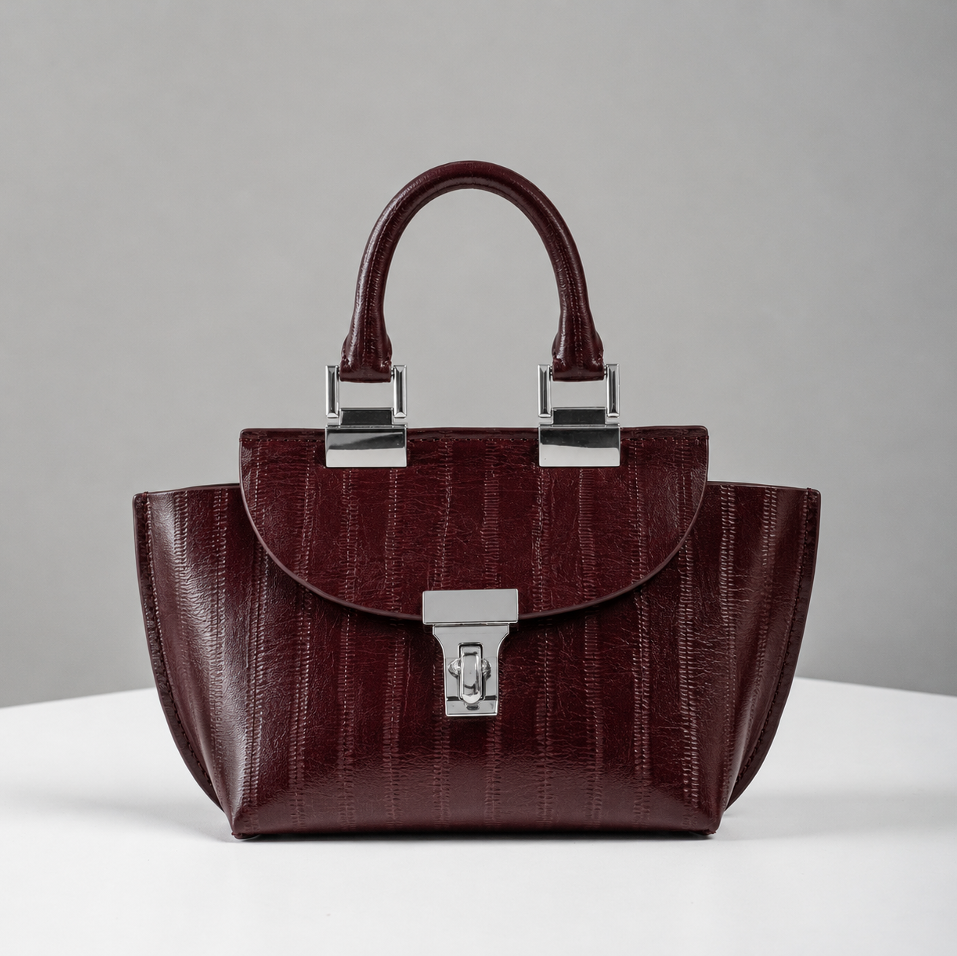 Le Bon 14 Lightweight Burgundy Leather Top Handle Bag