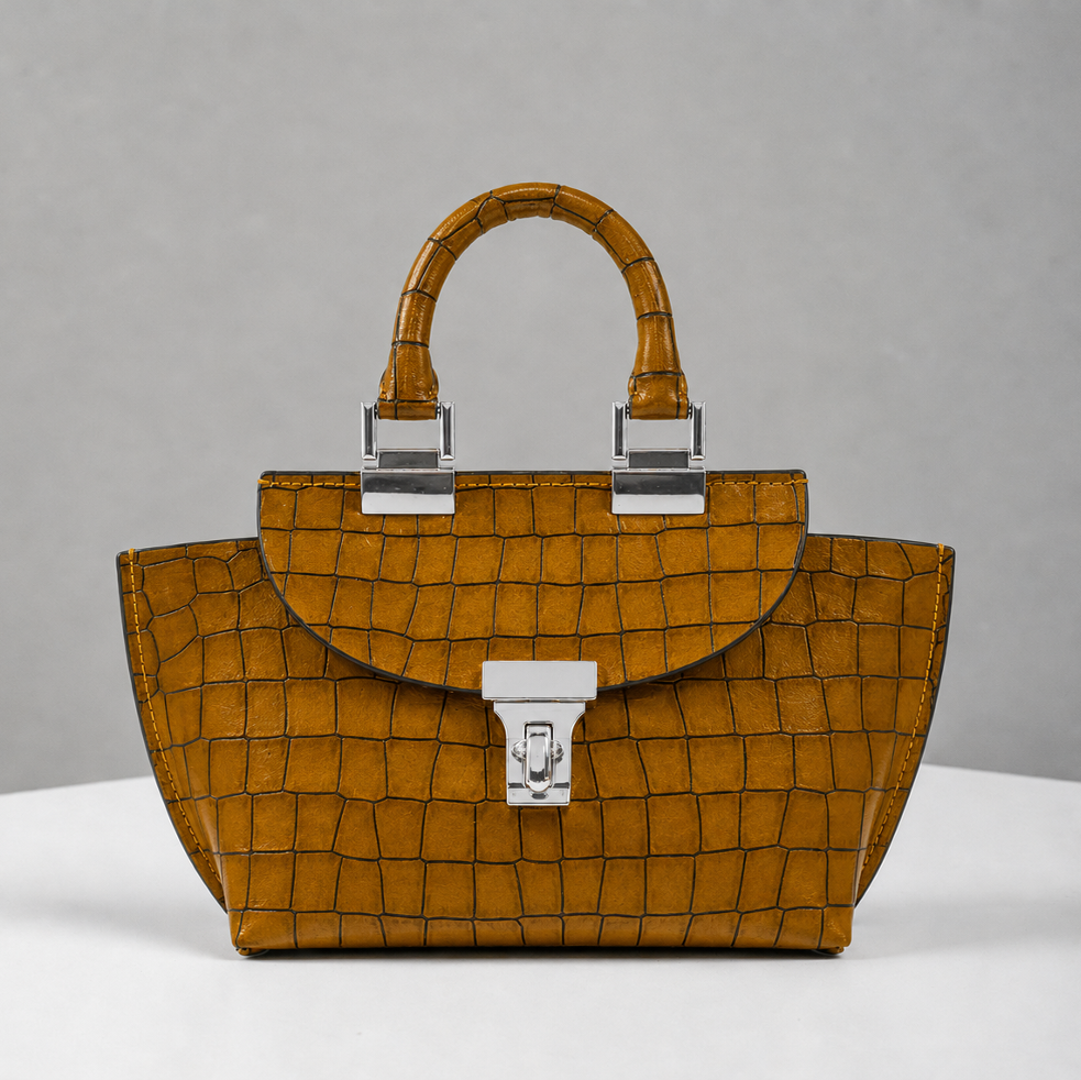 Le Bon 14 Lightweight Mustard Leather Top Handle Bag