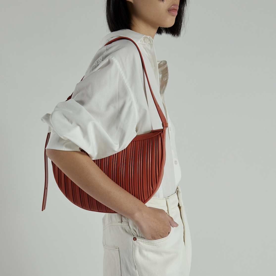 Cookie 28 Pleated Teracotta Shoulder Bag
