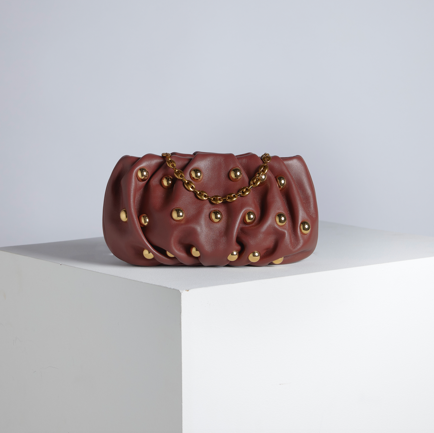 Bubble 8 Stud Large Chocolate Clutch