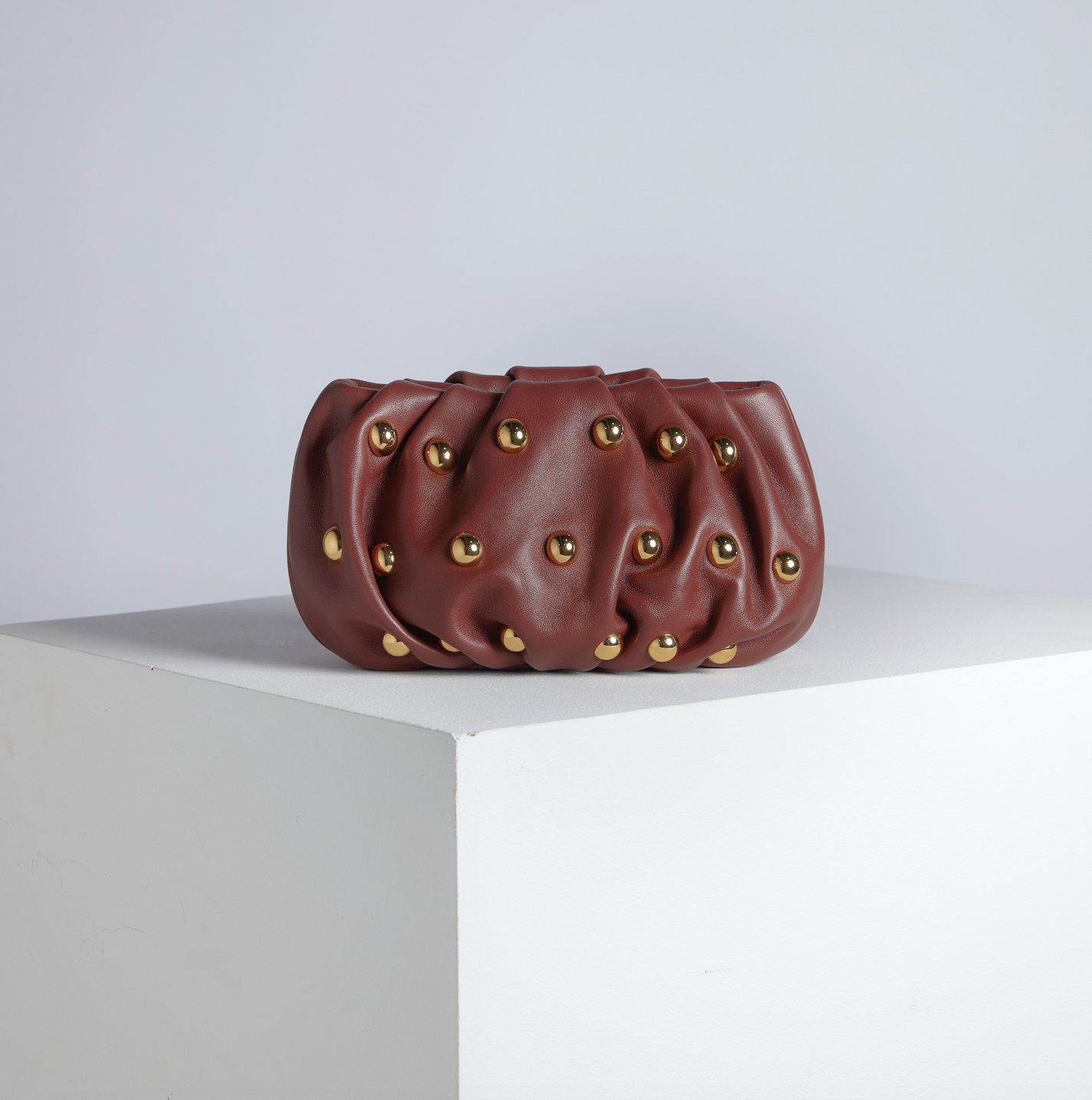 Bubble 8 Stud Large Chocolate Clutch