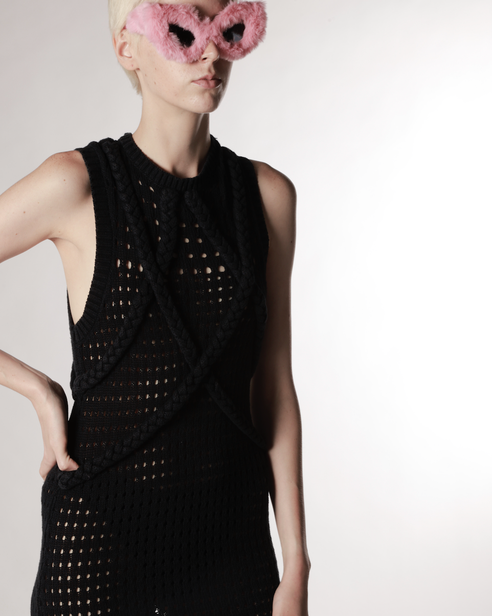 Viktoria & Woods Navy Blue Mesh Midi Dress