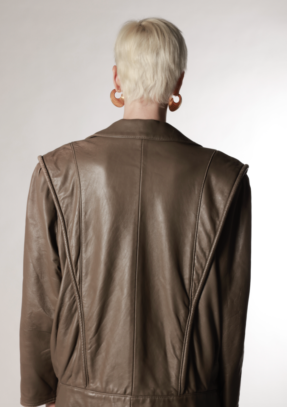 Vintage Taupe Bomber Leather Jacket