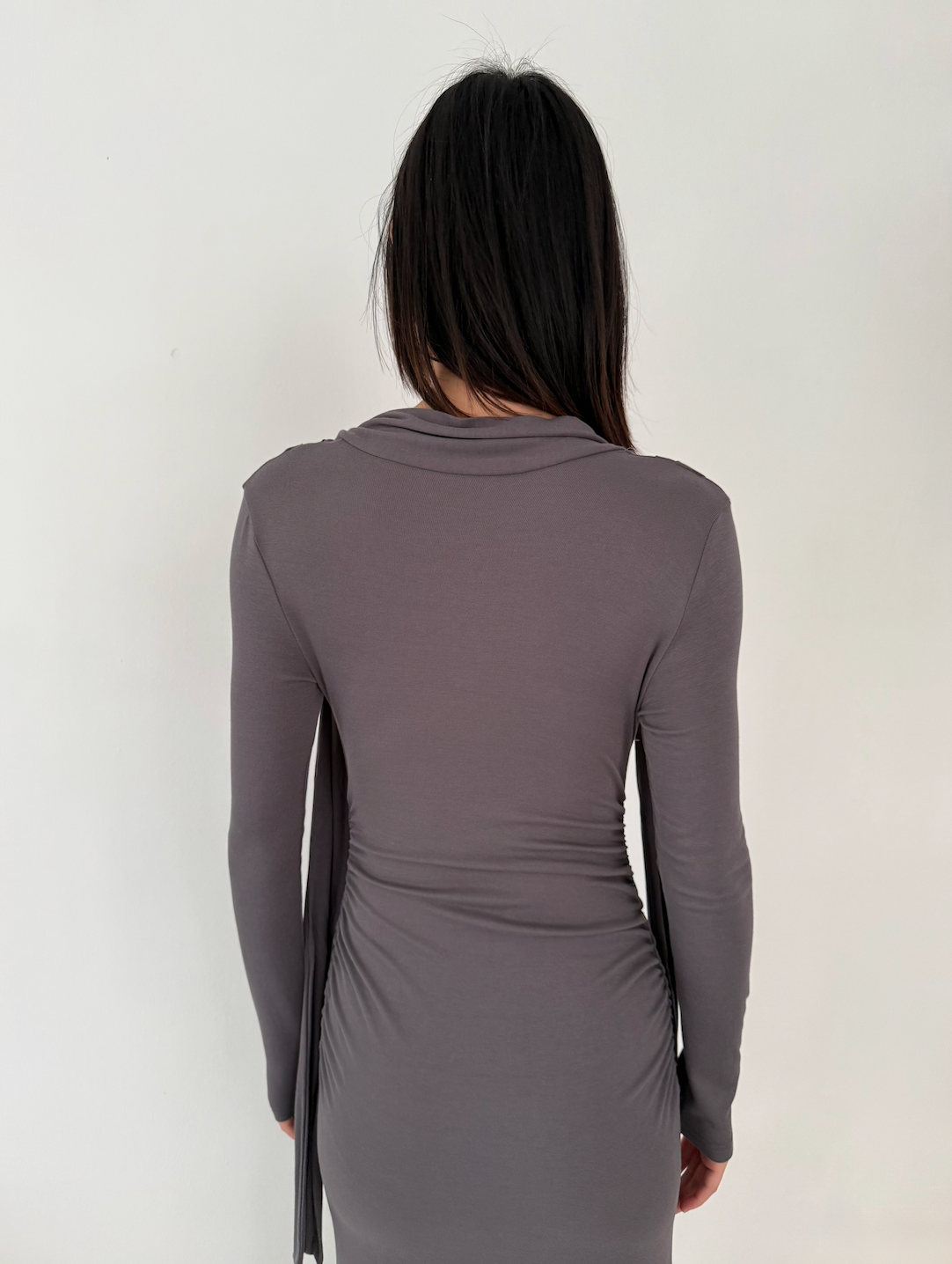 Long Heather Grey Draped Dress