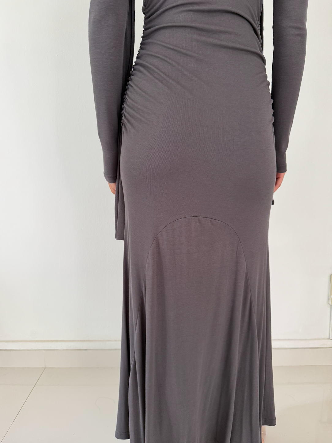 Long Heather Grey Draped Dress