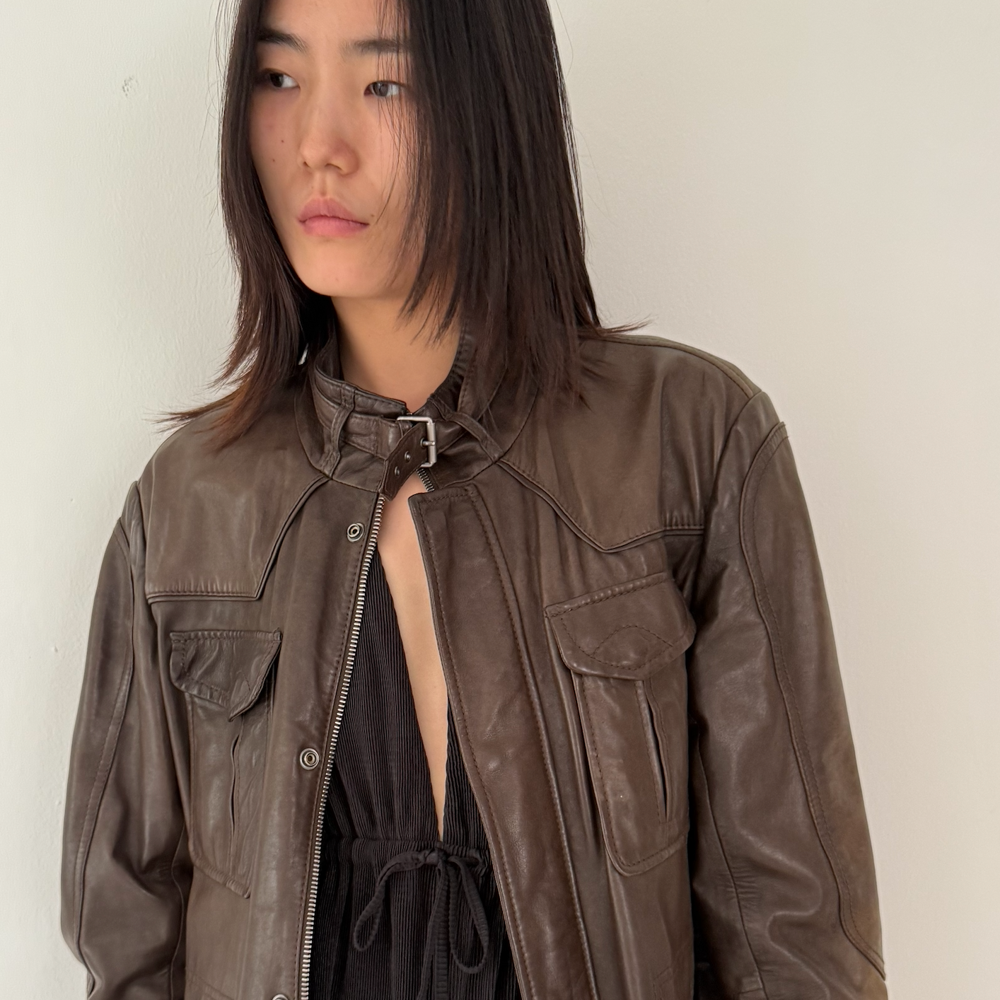 Vintage HUGO BOSS Men Leather Brown Jacket