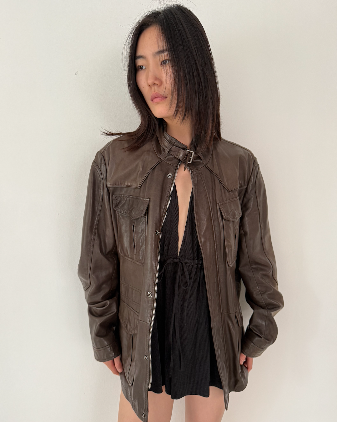 Vintage HUGO BOSS Men Leather Brown Jacket