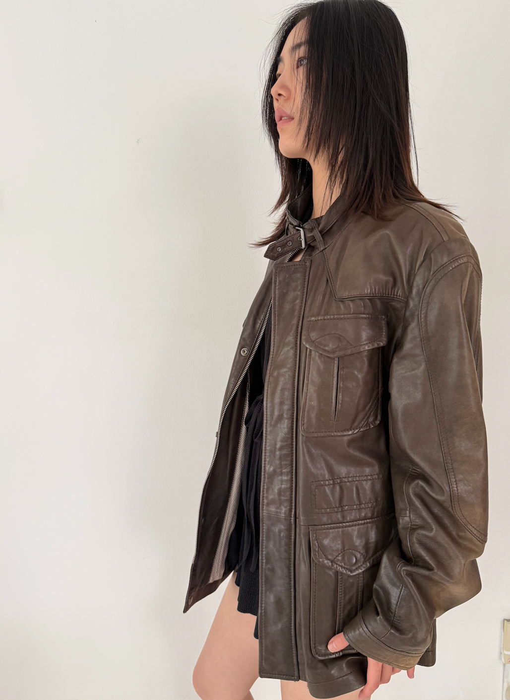 Vintage HUGO BOSS Men Leather Brown Jacket