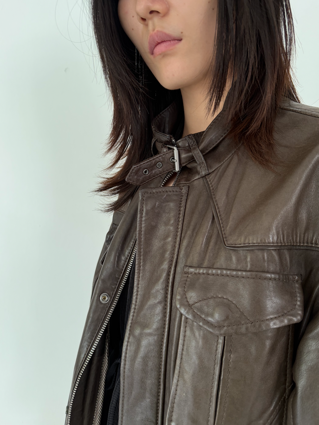 Vintage HUGO BOSS Men Leather Brown Jacket