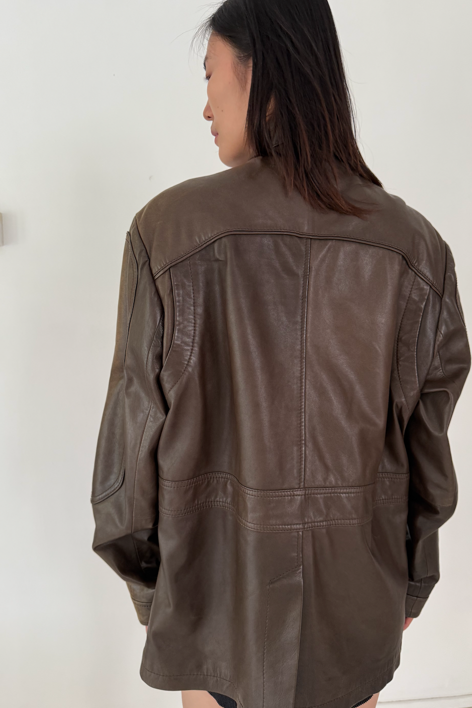 Vintage HUGO BOSS Men Leather Brown Jacket