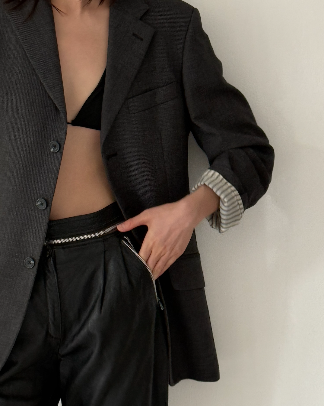 Vintage Tailored Dark Grey T.M Jewin Blazer