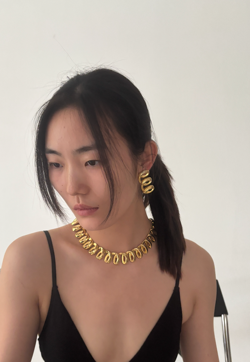 Vintage Warm Gold-toned Swirl Statement Earrings