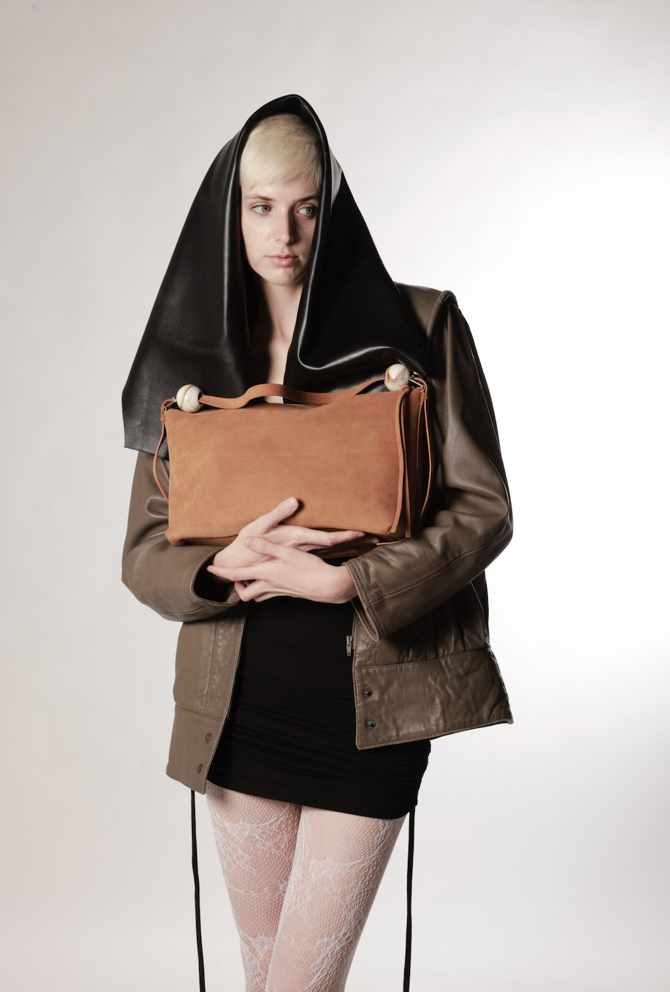 Dune Caramel Suede Shoulder Bag with Marbled Bead