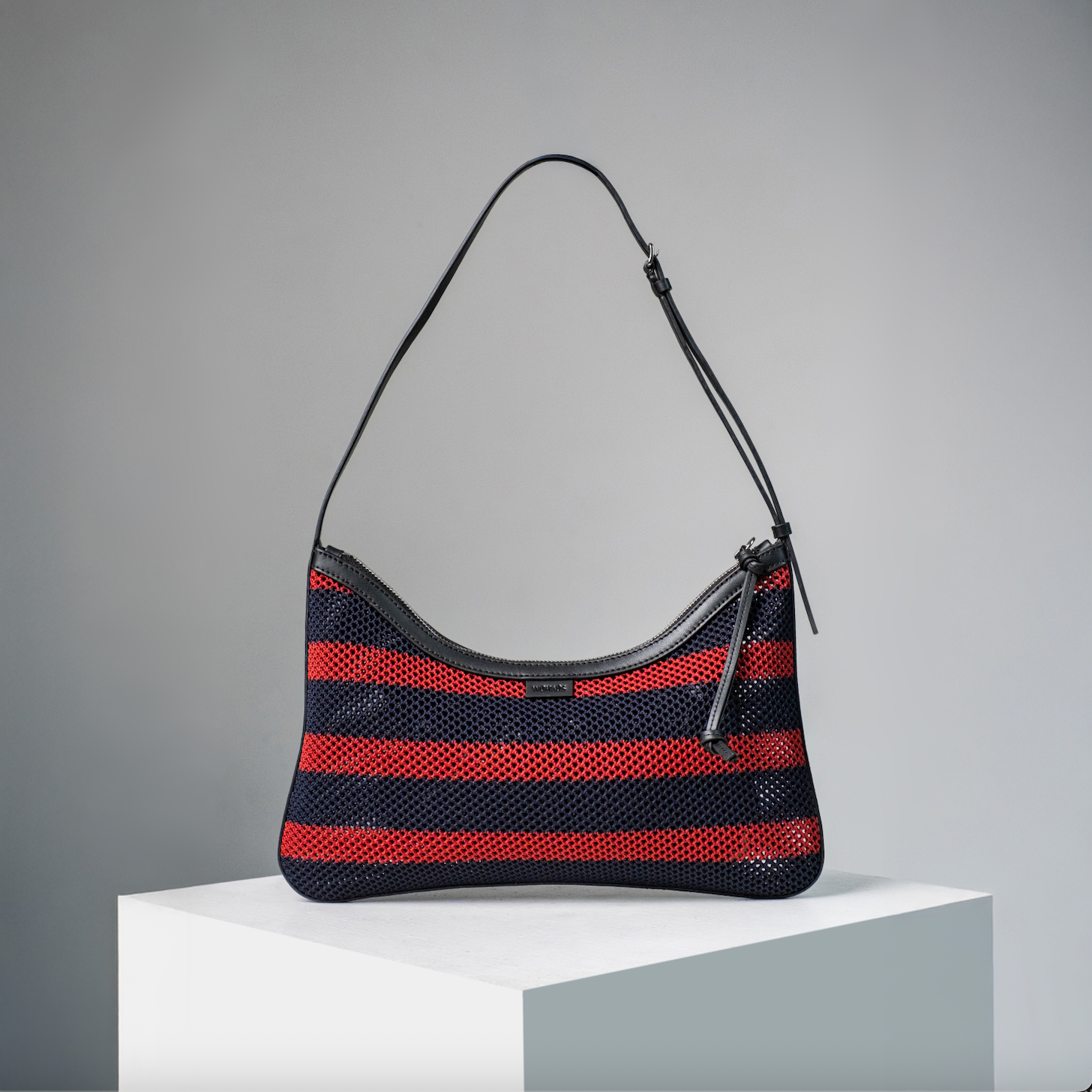 Veil Net Navy & Wine Shoulder Bag