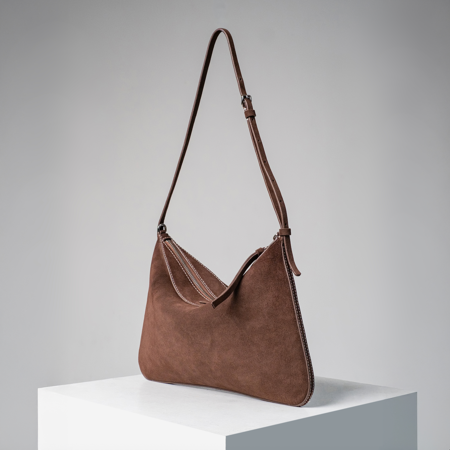 Sample Axis Suede Chocolate Shoulder Bag