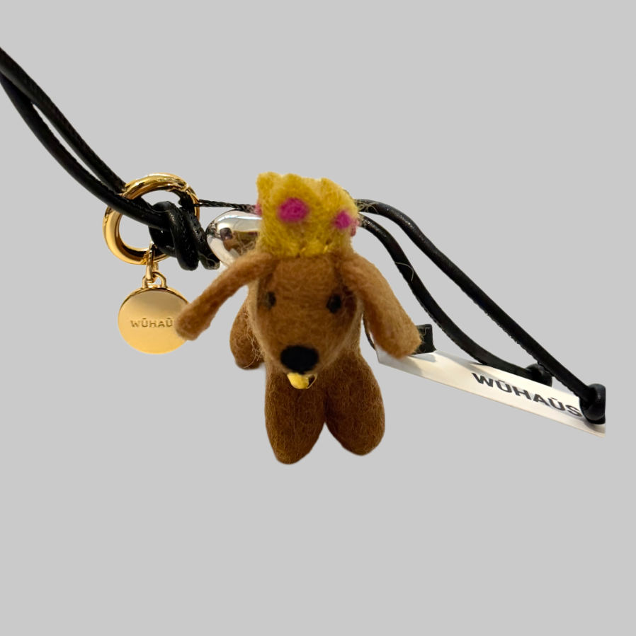 Brown Puppy Wool Charm