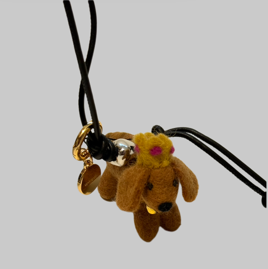 Brown Puppy Wool Charm