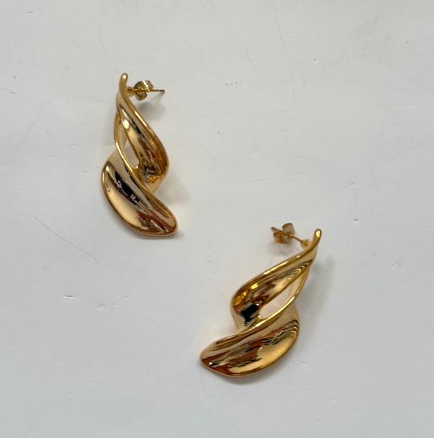 Gold Toned Swirl Earrings