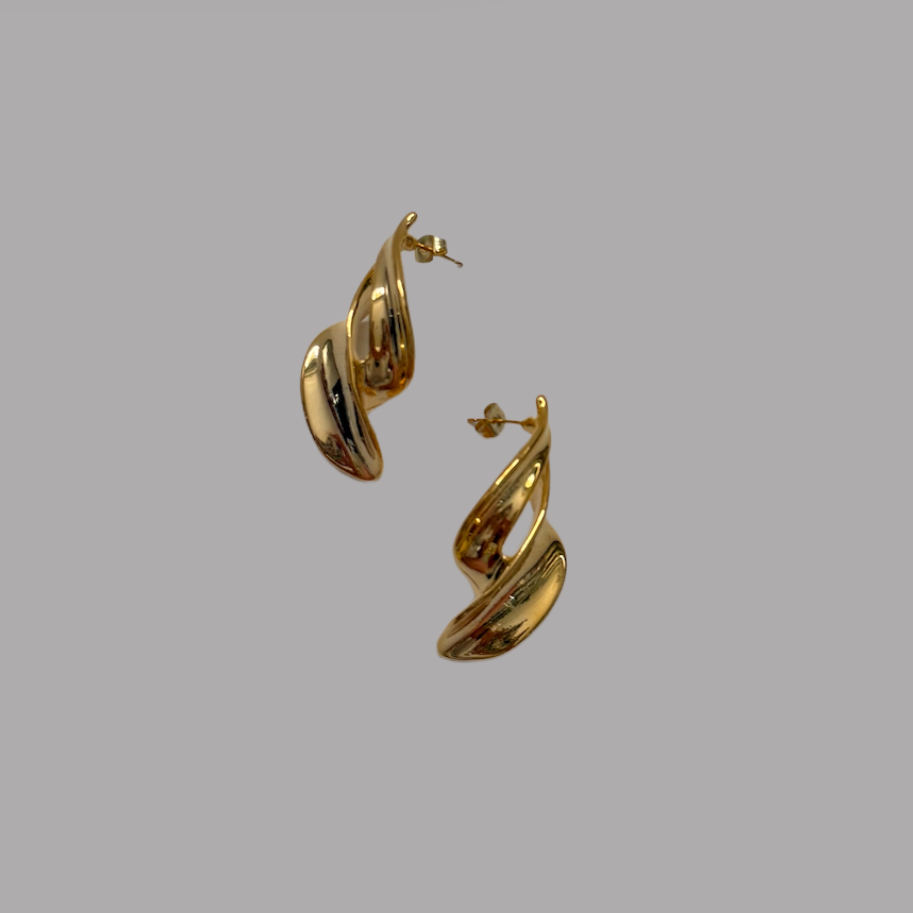 Gold Toned Swirl Earrings