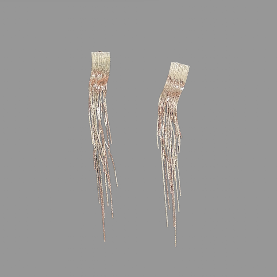 Long Silver Swaying Shiny Dangling Earrings