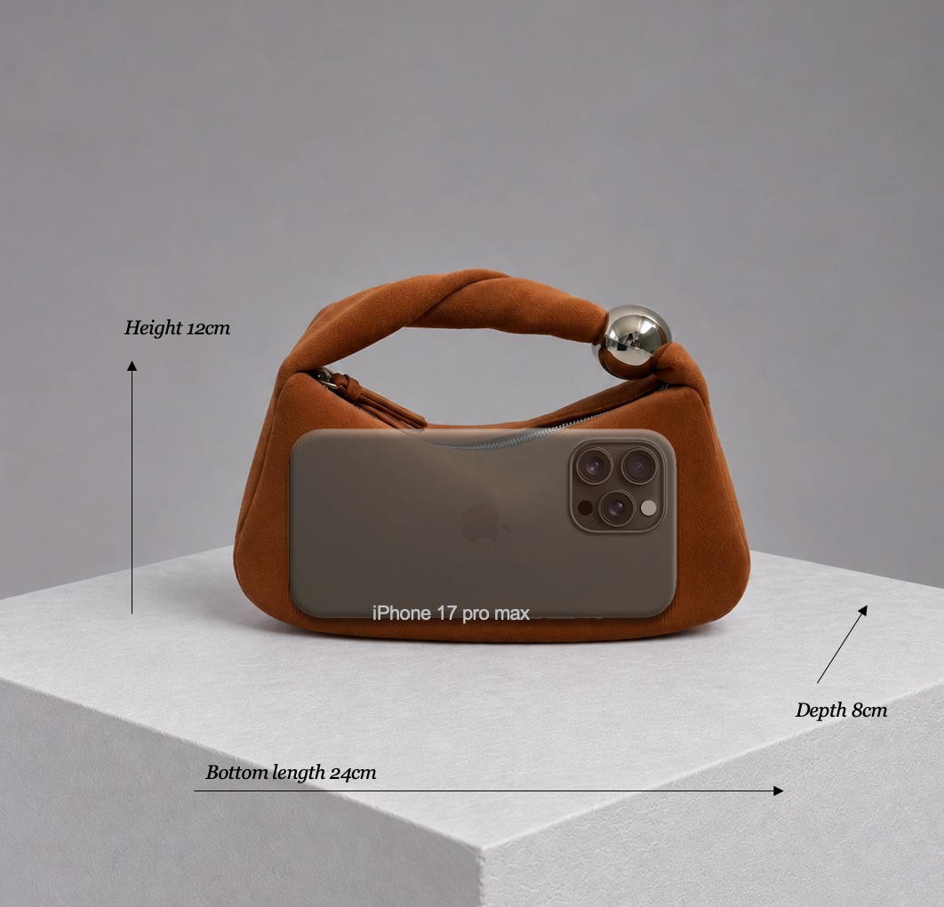 Orbit Lightweight Tan Suede Sculptural Bag