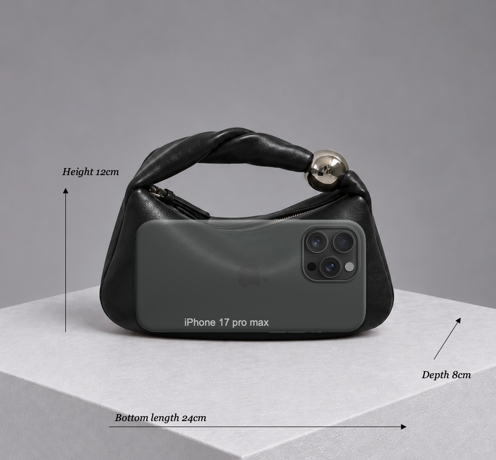 Orbit Black Leather Sculptural Bag