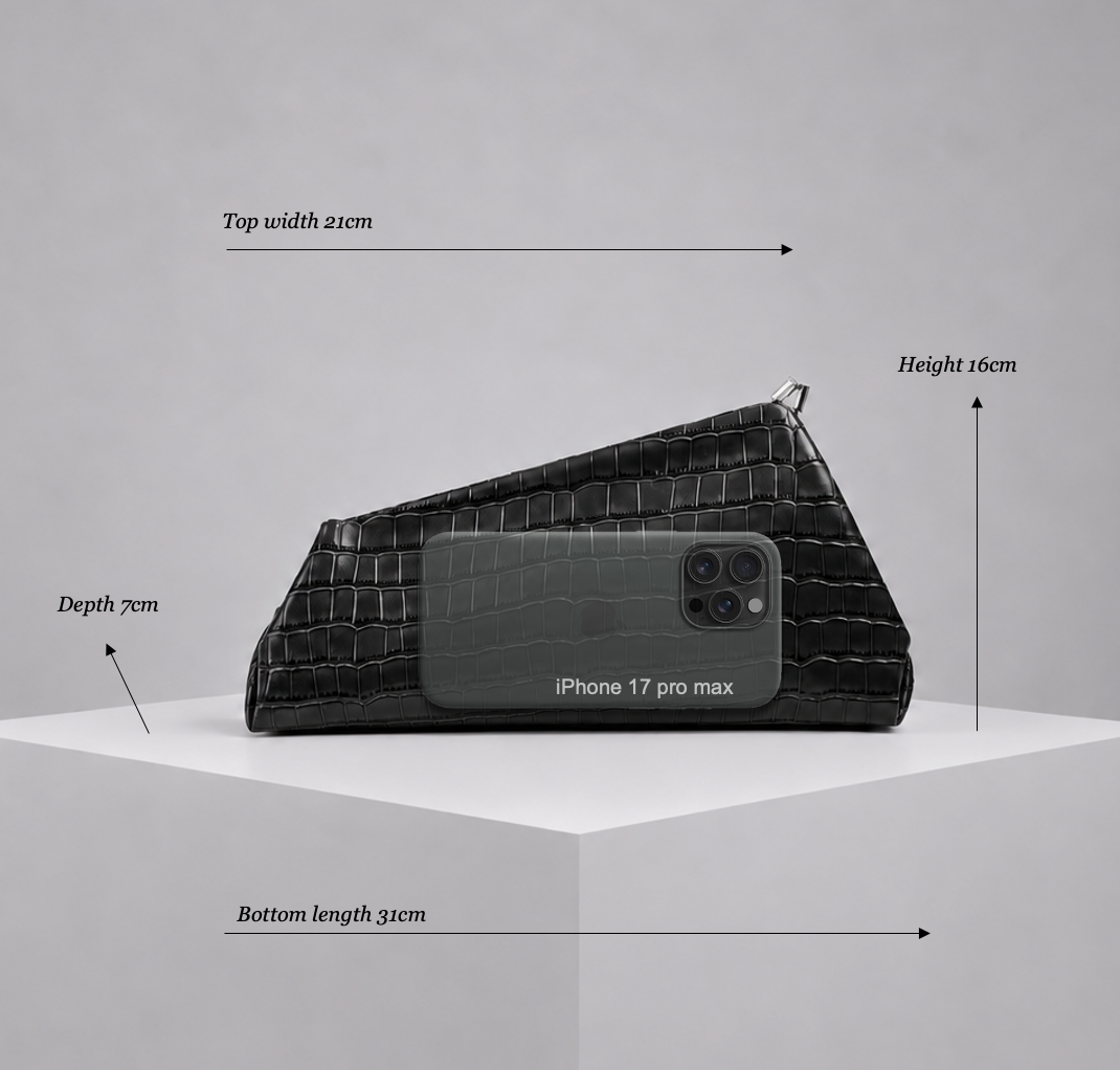 Le Twist Croco-Embossed Black Leather Clutch (PRE-ORDER)