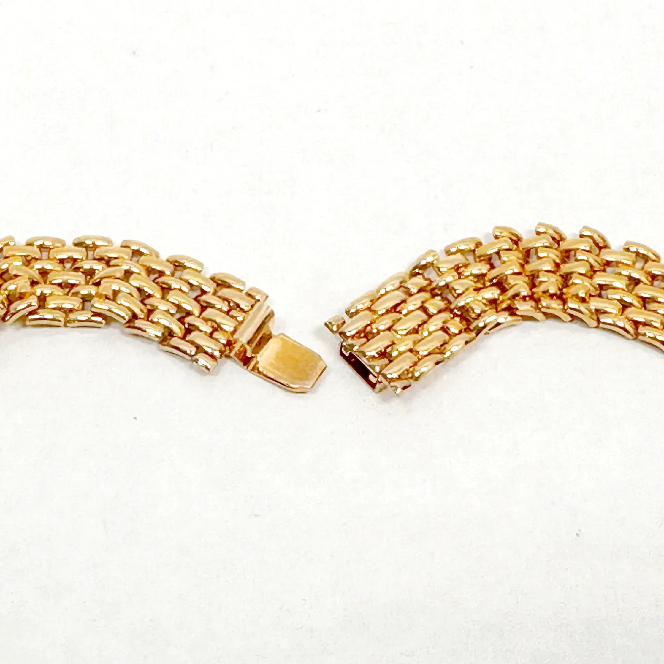 Vintage Avon Gold Panther Link V Crystal Pavé Collar Necklace