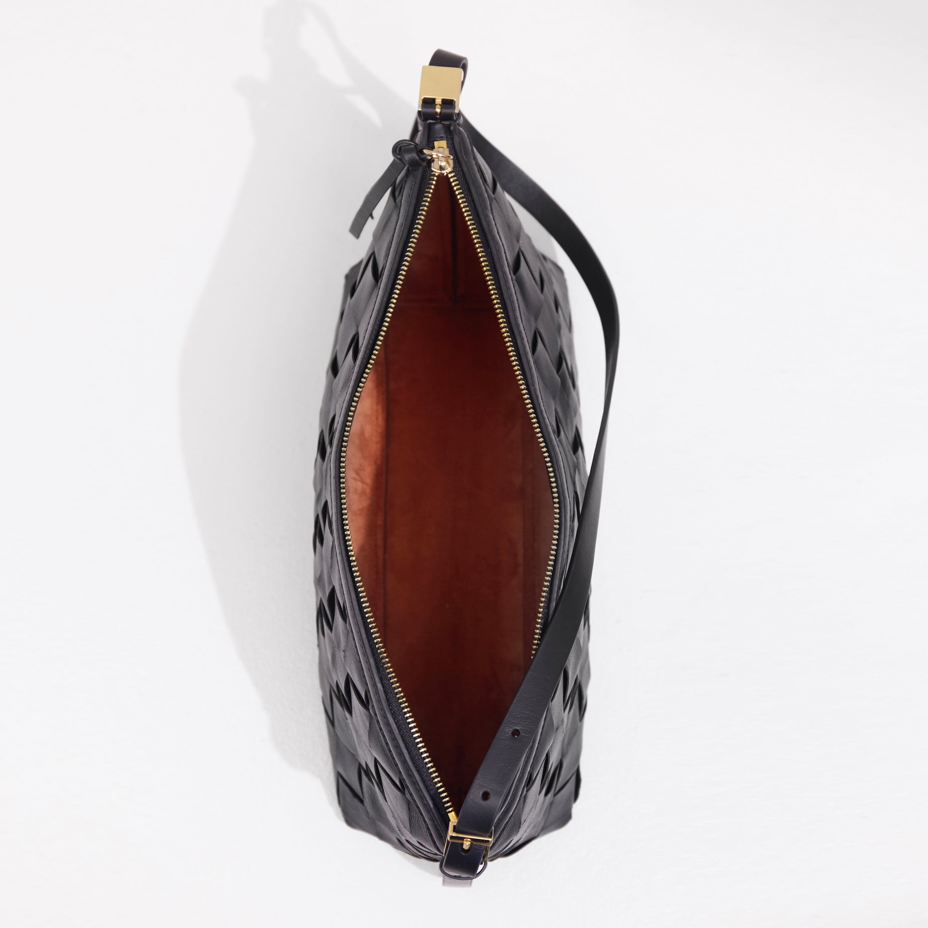 Dune Woven Leather Black Shoulder Bag (COMING SOON)