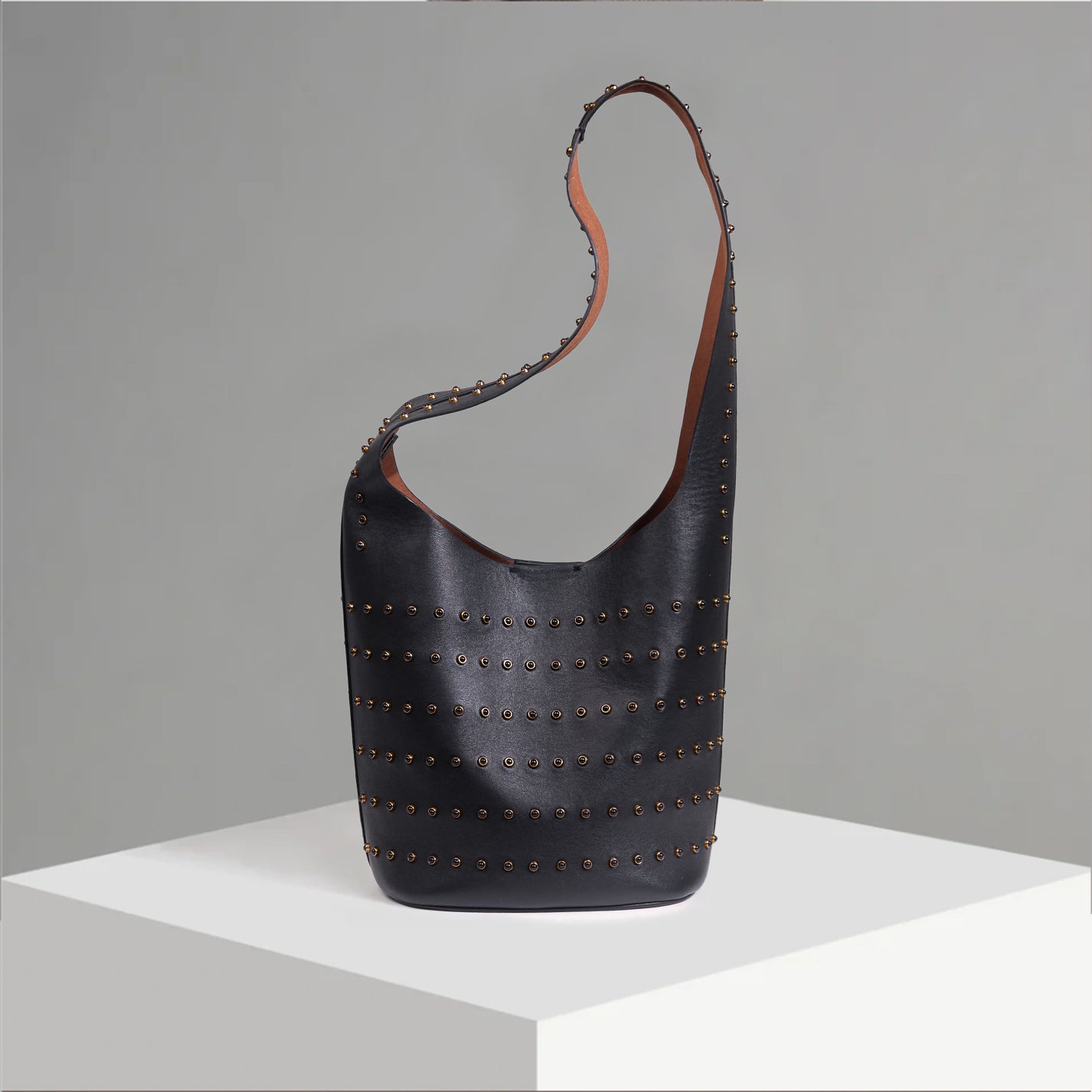 Vessel Stud Black Lamb Bucket Bag (limited edition)
