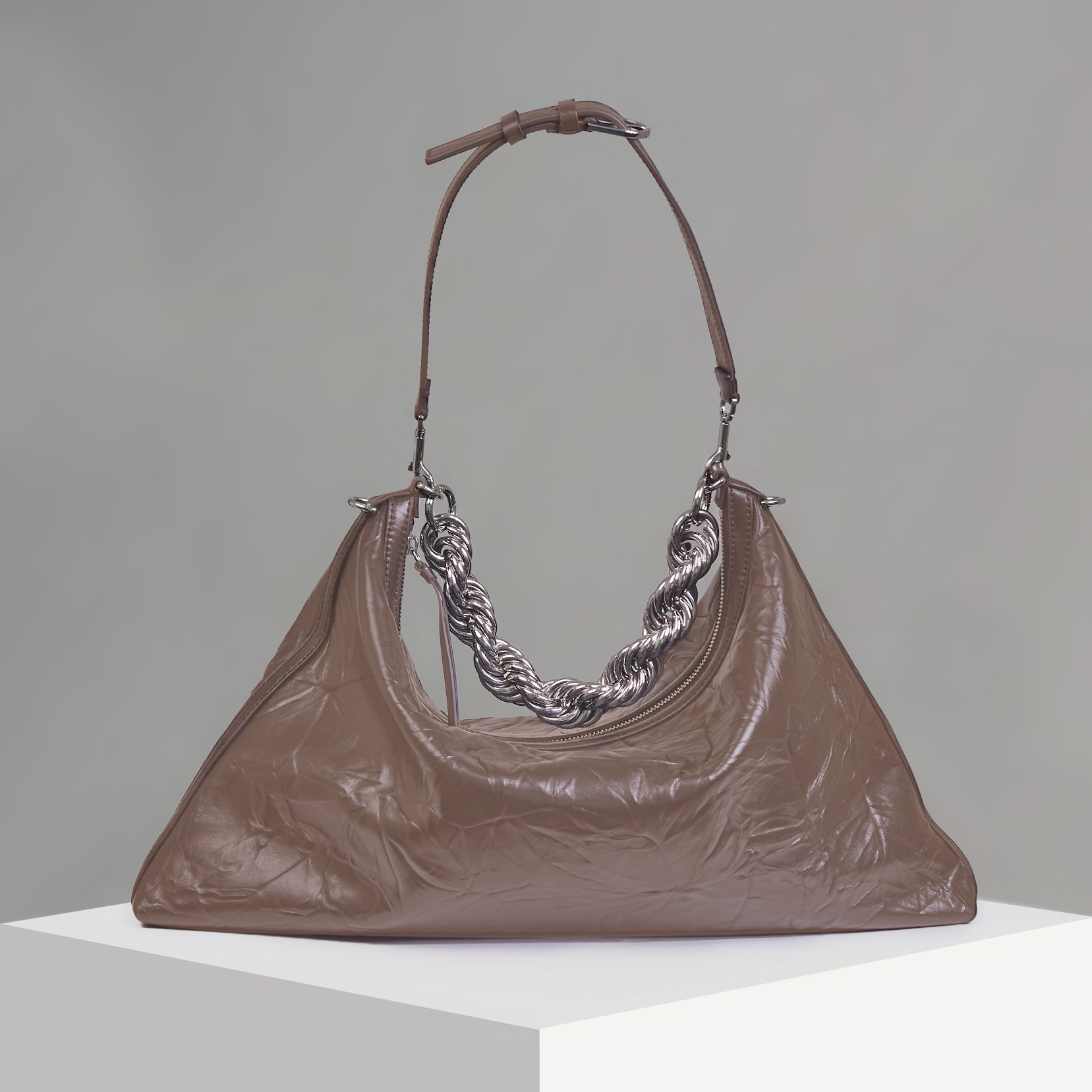 Helix Biscuit Distressed Shoulder Bag