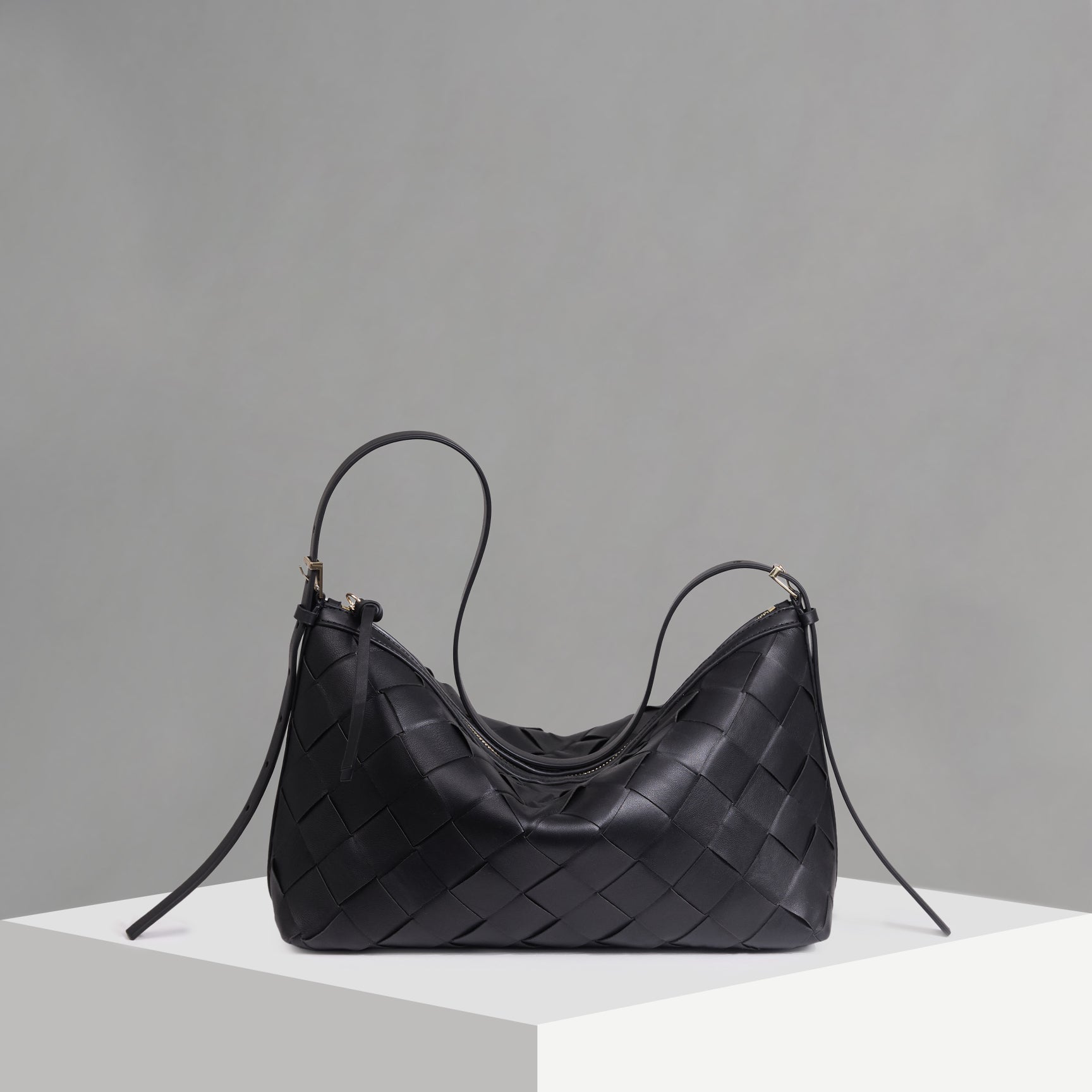 Dune Woven Leather Black Shoulder Bag (COMING SOON)