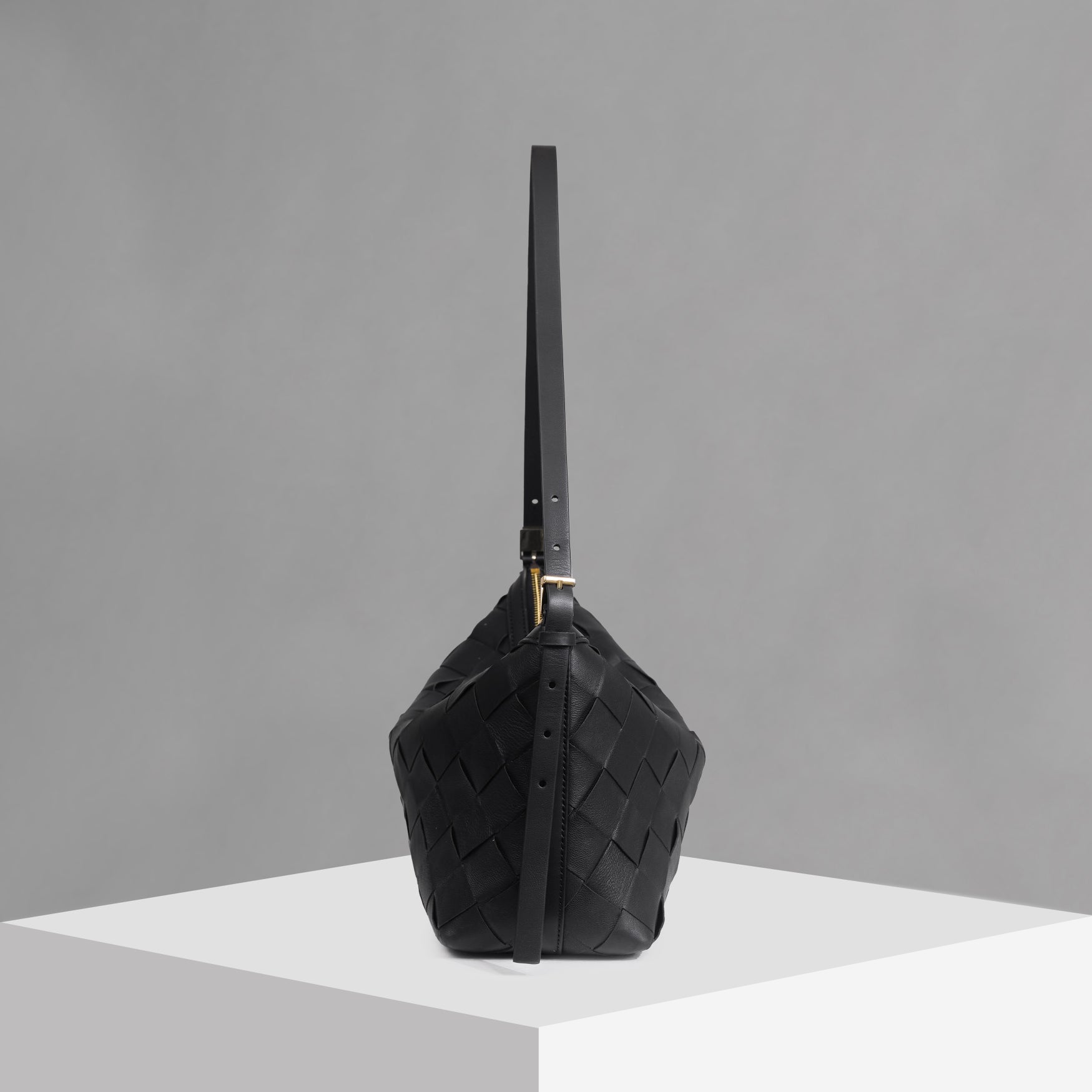 Dune Woven Leather Black Shoulder Bag (COMING SOON)