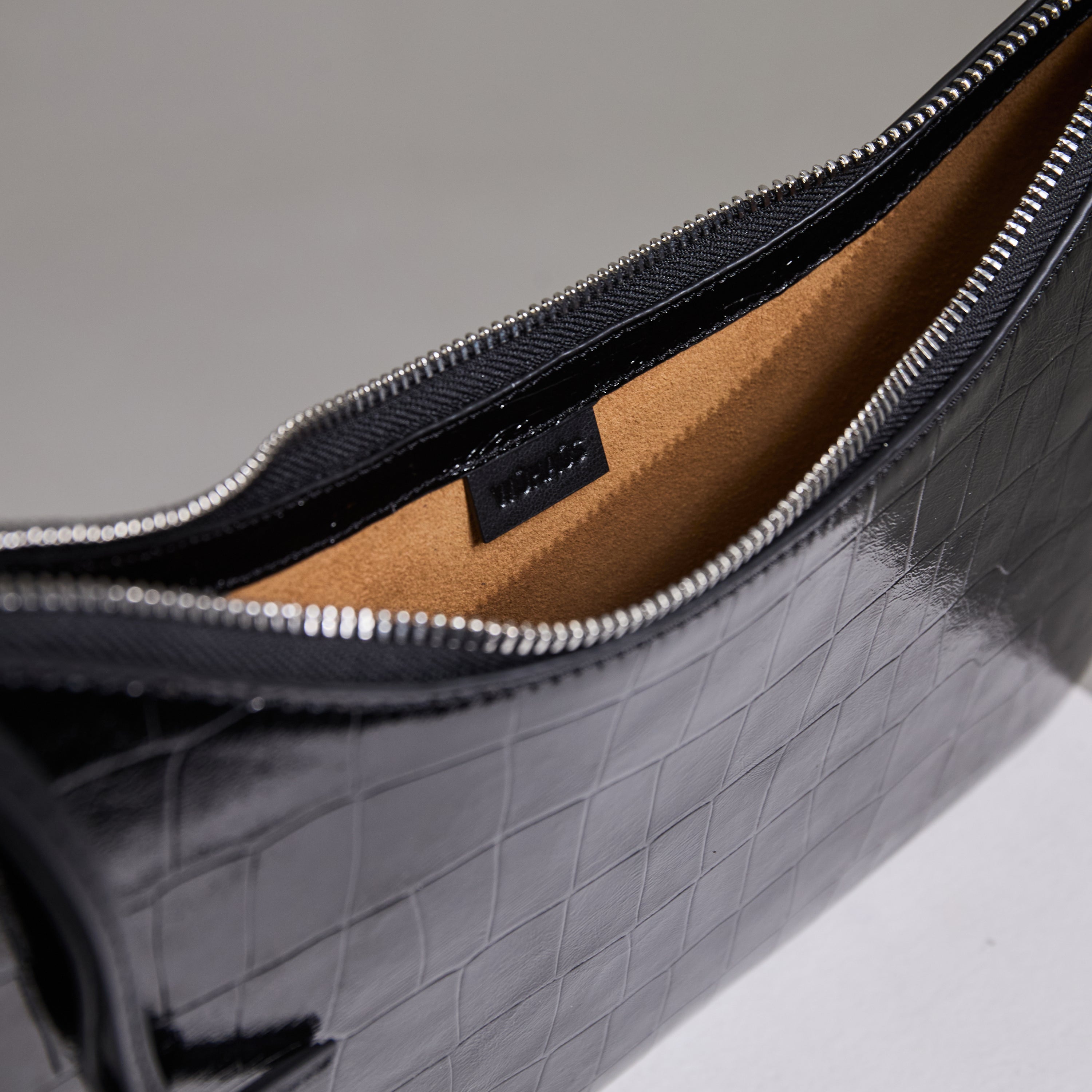 Veil Embossed Croco Calf Leather Shoulder Bag