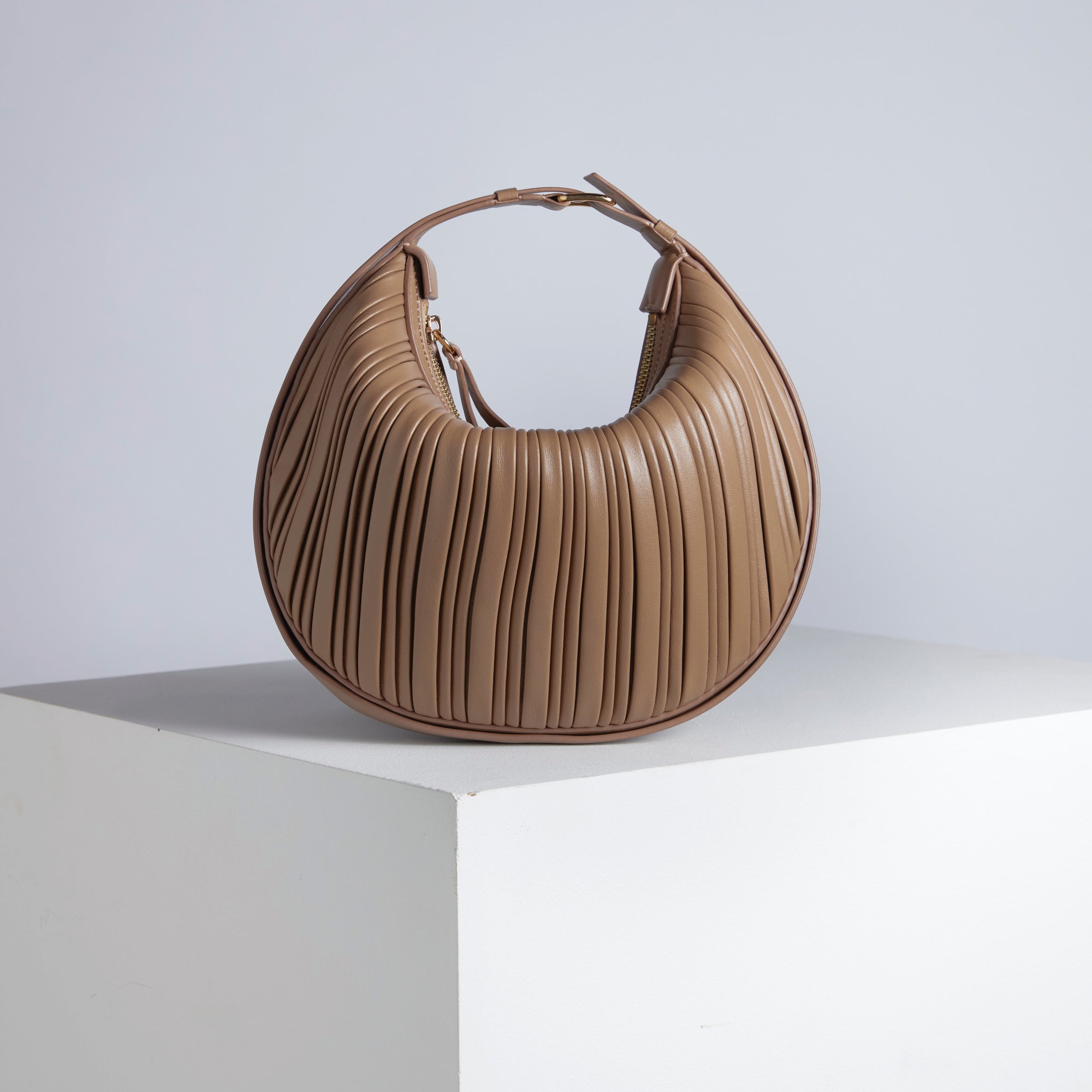 Cookie 28 Pleated Camel Shoulder Bag (coming soon)