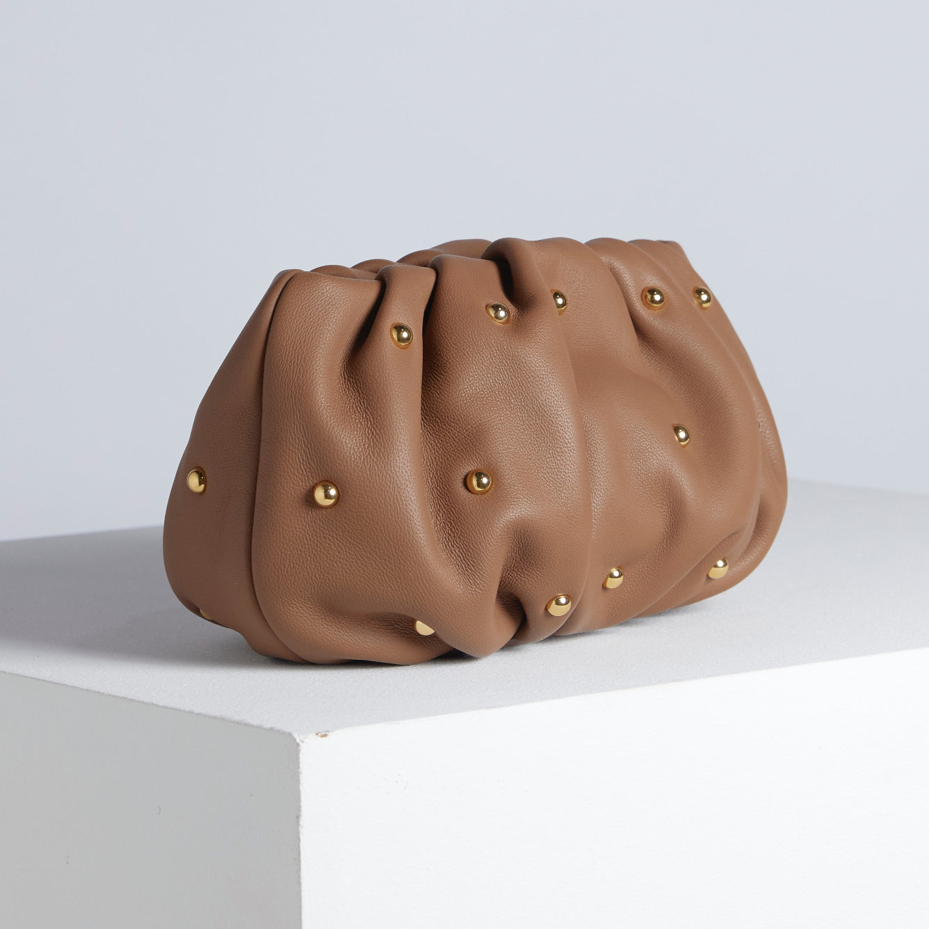 Bubble 8 Stud Walnut Clutch