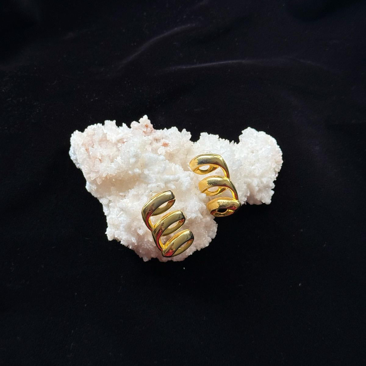 Vintage Warm Gold-toned Swirl Statement Earrings