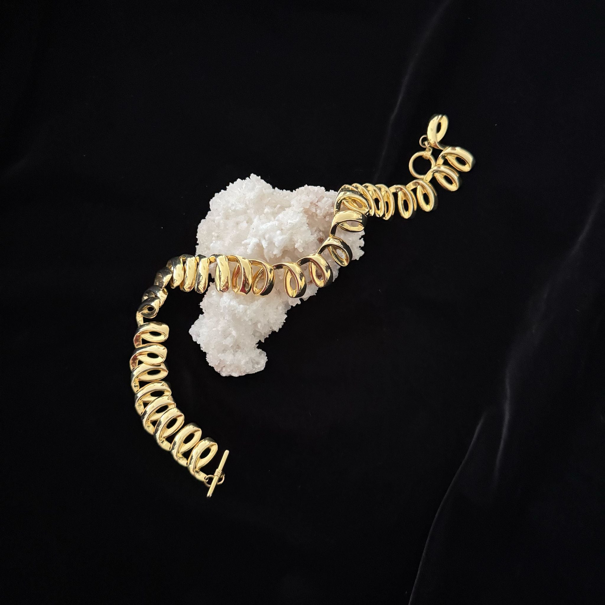 Vintage Warm Gold-toned Swirl Statement Necklace