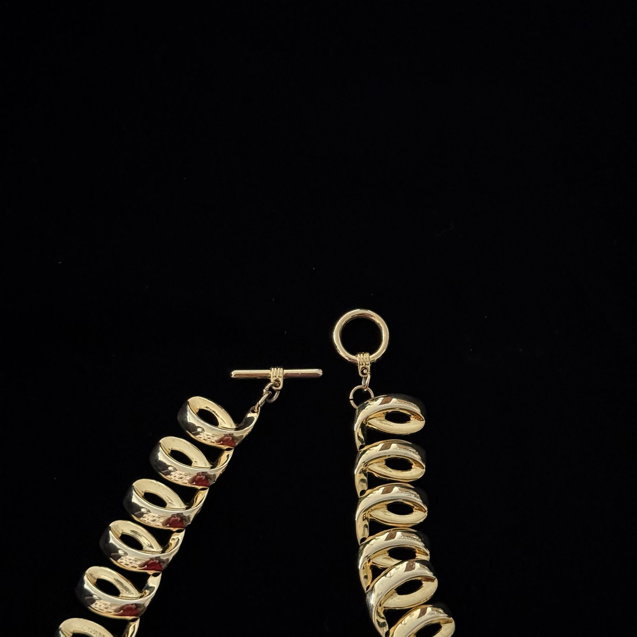 Vintage Warm Gold-toned Swirl Statement Necklace